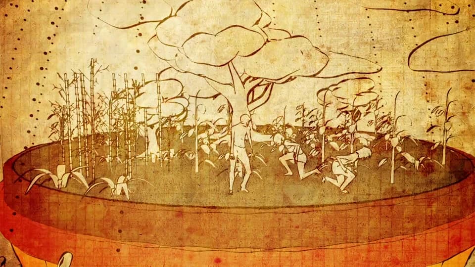 A hand-drawn living landscape from Lessons From a Tree.