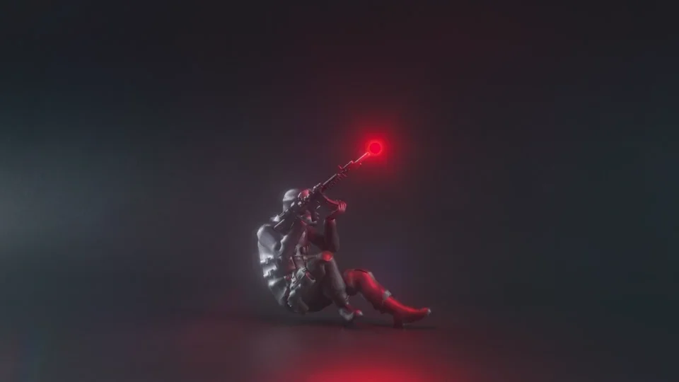 A chrome esports figure raises a glowing red key in the Nadeshot channel introduction.