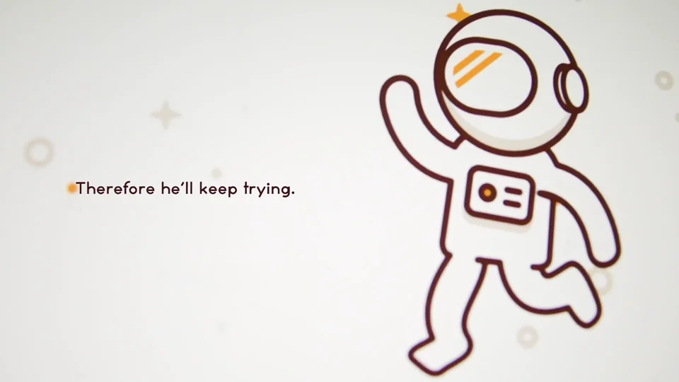 A line-drawn astronaut keeps moving through a browser-native SVG animation.